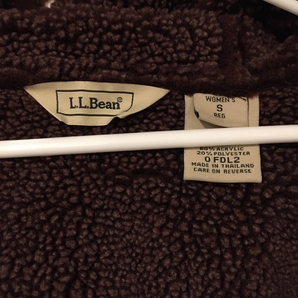 LL Bean Deep Plum Faux Sherpa Shearling Fleece Lined Hooded Coat Jacket - Picture 6 of 13